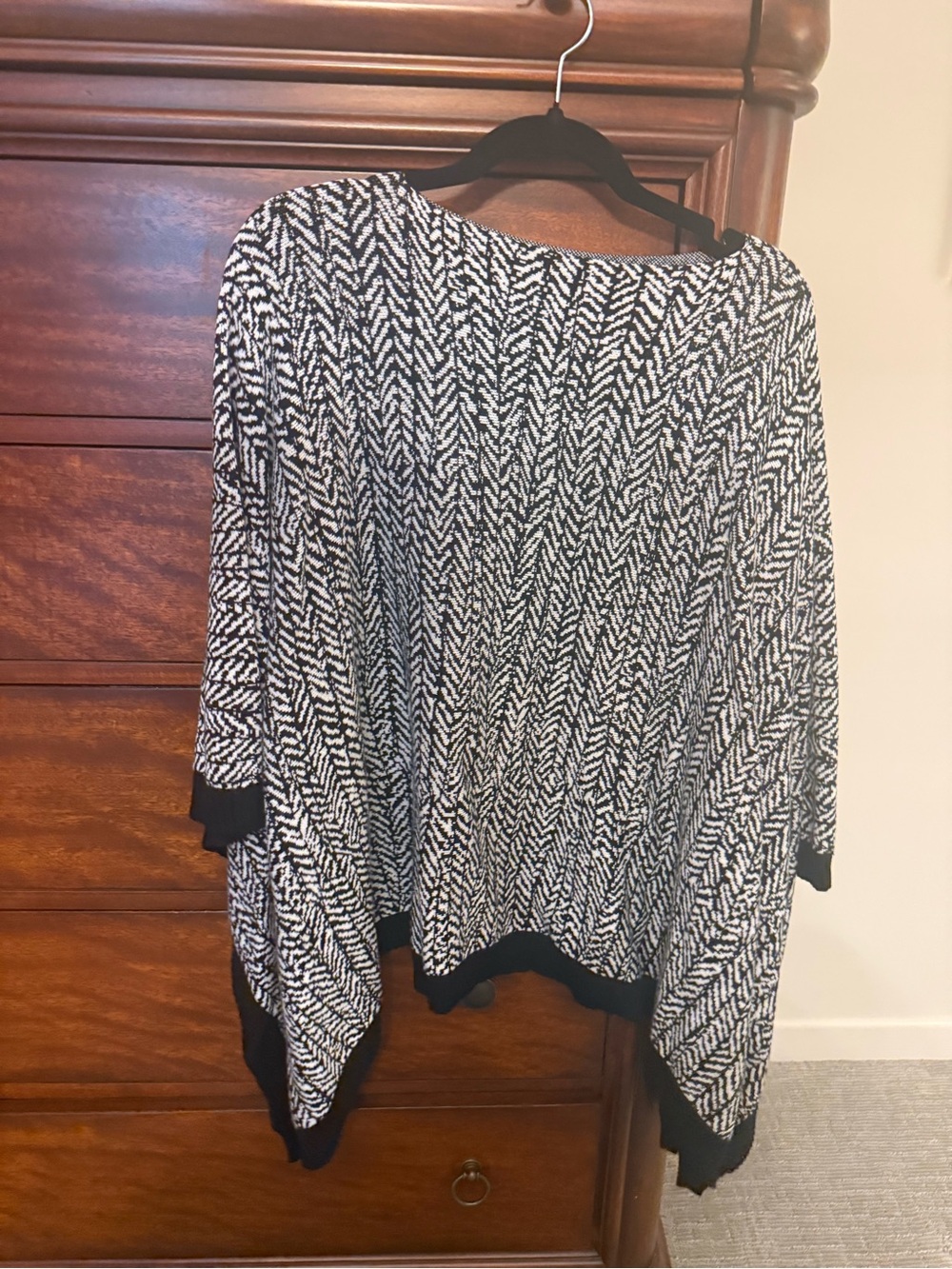 lululemon athletica Black and White Patterned Poncho Sweater